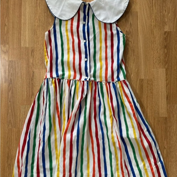 Ashton Connor Vintage Kite Appliqué Rainbow Striped Bib Dress Sz 10 USA made - Picture 5 of 6